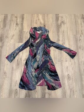 Allison Taylor Abstract‎ Watercolor Ruffle Duster Cardigan Size Medium
